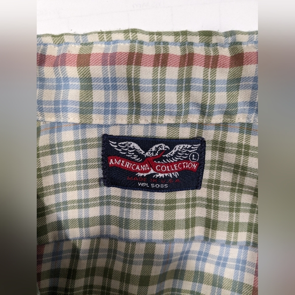 American collection men's casual shirt. Size L. Multi color small check. - Picture 2 of 4
